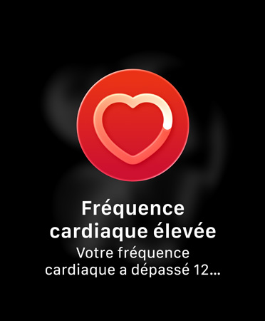 Notification de fréquence cardiaque, cercle rouge, ic?ne de c?ur au centre
