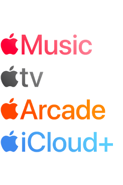Apple Music、Apple TV、Apple Arcade、iCloud+を含むAppleのサブスクリプションサービスのロゴ